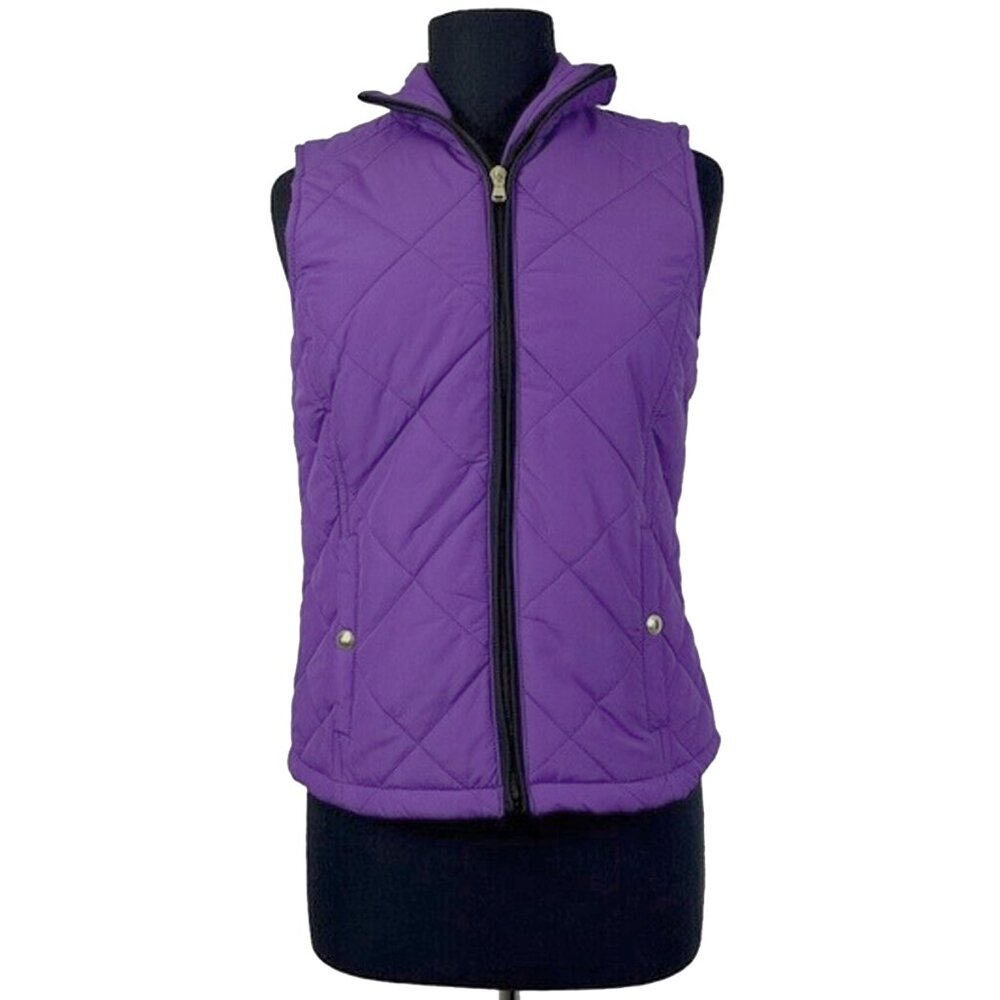 New Lauren Ralph Lauren Vest! M or L Purple Gold Hardware Quilted Lighter Weight